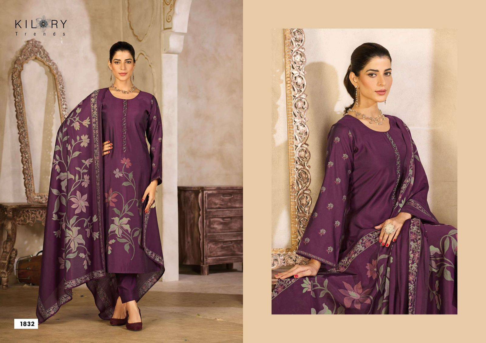 ZARINA PLUS By KILORY  TREND 1831 to 1836 Series Beautiful Pakistani Suits Colorful Stylish Fancy PURE MUSLIN SILK Dresses At Wholesale Price